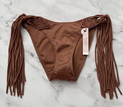 Victoria's Secret Nadar Nuevo con Etiquetas Caramelo Macramé Cheeky Tie BikinI Parte Inferior Pequeña S Foto 1 de 3