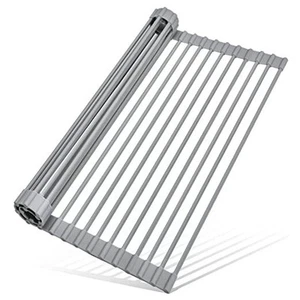 Roll Up Over The Sink Dish Drying Rack Silicone Wrapped Foldable, Heat - Picture 1 of 7