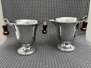VTG MCM Farberware Stainless Steel Sugar/Creamer Set - Wood Handles ca. 1960s - Picture 1 of 8
