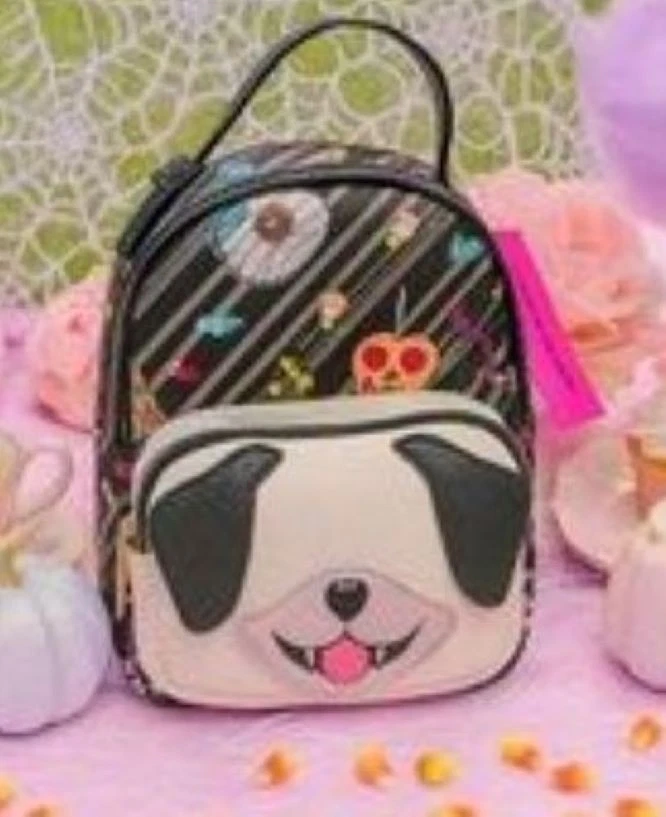 Betsey Johnson Kitsch Mini Backpack Halloween Vampire Dog W/ Treats Design