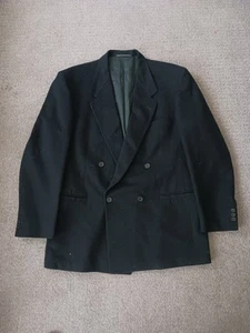 Versace V2 Vintage Wool Blazer Double Breasted Jacket Black 42R Sport Coat - Picture 1 of 7