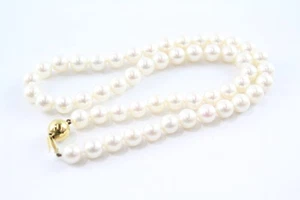 9ct Gold Clasp Cultured Pearl Necklace Individually Knotted (2g) - Picture 1 of 4