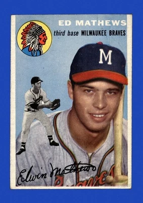 1954 Topps Set-Break #30 Eddie Mathews en muy buen estado-en muy buen estado (arrugue) *GMCARDS* Foto 1 de 2