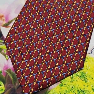 Teo Grimaldi Silk Elegant Red Patterned Men's Tie Made in Italy - Picture 1 of 5