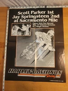 1989 HARLEY-DAVIDSON FLAT TRACK RACING POSTER SCOTT PARKER JAY SPRINGSTEEN - Picture 1 of 5