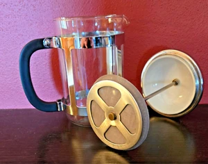 Pyrex Chrome / Glass Coffee & Tea Maker French Press - Picture 1 of 8