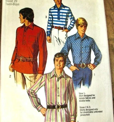 Vintage Teen Boys Shirt Sewing Pattern Simplicity 8950 Chest Size 35 Uncut - Image 1 of 4