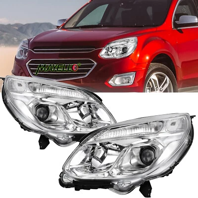 Par de faros para Chevy Equinox 2016-2017 conjunto de faros halógenos cromados Foto 1 de 4