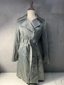 MOSSIMO Medium Black Label Vintage Belted 90s Gray Y2K Trench Rain Coat Grunge - Bild 1 von 10