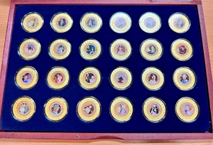 Queen Elizabeth Coin Set Box Of 24 Gold Plated Historic Moments of Queen - Picture 1 of 13