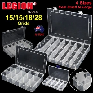 4 Sizes Plastic Compartment Storage Box Container Jewellery Bead Craft Organiser - Picture 1 of 18