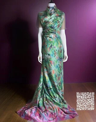 Hochwertig Digitaldruck High-Fashion Satin Stoff Meterware von Mariotti Italien - Bild 1 von 4