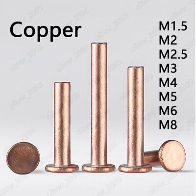 Pure Copper Flat Head Rivets M1.5 M2 M2.5 M3 M4 M5 M6 M8 • 96.35£