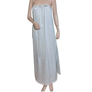 Vintage Jennifer Dale Baby Blue Long Lacy Nylon Nightgown Sz 7 Jr / S - Picture 1 of 10