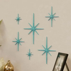 Mini längliche Mid Century Modern Starburst Wanddeko 6er Set Innen/Außen - Bild 1 von 15