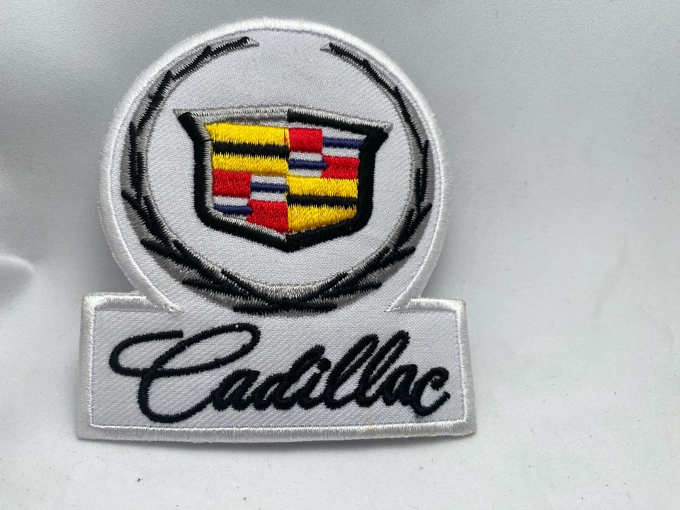 CADILLAC NEW EMBROIDERED COMPANY IRON ON NAME PATCH TAG 3-1/2 x 3