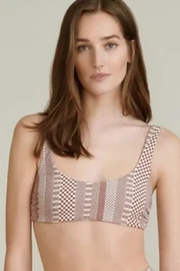 Veronica Beard NWT Celeste Bikini Scoop Neck Top Sz XL White/Almond $148 - Picture 1 of 7