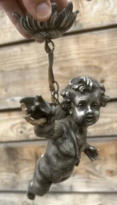 Lustre Ange Angelot Lampe Napoleon III XIXeme Chérubin Empire - Photo 1/4