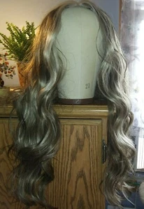 Beautiful Long Ash Brown Wavy Synthetic Wig With 613 Highlights - Picture 1 of 8