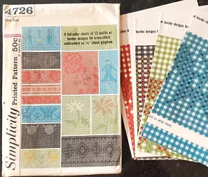 GINGHAM RICAMO PUNTO CROCE Modelli Grafici Semplicità 4726, 5178 Vintage - Foto 1 di 5