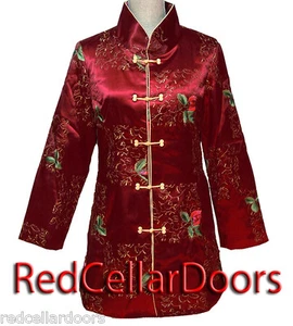 Stunning Women's Coat Silky Soft Satin Lightly Padded Warm Jacket Burgundy Wine - Picture 1 of 5