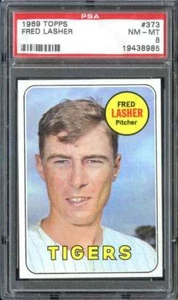 1969 Topps #373 Fred Lasher PSA 8 tigres *B69292 - Imagen 1 de 2