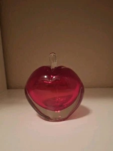 Vintage Glas rot herzförmiger Parfüm/Öl Flakon mit Dauber - Bild 1 von 4