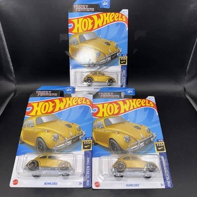 HOT WHEELS 2024 #186 TRANSFORMERS BUMBLEBEE VW VOLKSWAGEN BEETLE BUG GOLD Lot X3 - Image 1 of 2