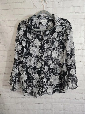 Blusa De Colección BonWorth Talla M Floral Satén Burnout Manga Campana Capricho FairyGrunge Foto 1 de 4