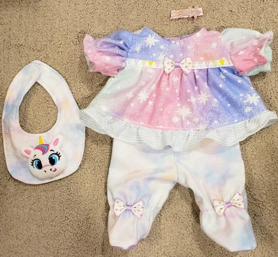 New 14" Girl's Cabbage Patch CPK Doll Clothes Outfit Flannel Footed Pajamas Set - Image 1 of 4