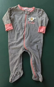 Infant Girl's Gerber Size: 3-6 Months L/S Smile Striped Sleeper w/ White Flower - Picture 1 of 4