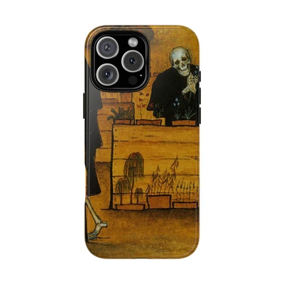 Spooky 万圣节 "Death & the Gardener" 骷髅 美术 定制手机壳 — 第 1/4 张图片