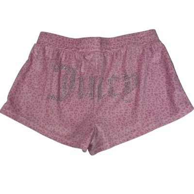 Juicy Couture Pink Cheetah Velour Sleep Shorts Size M - Image 1 of 4
