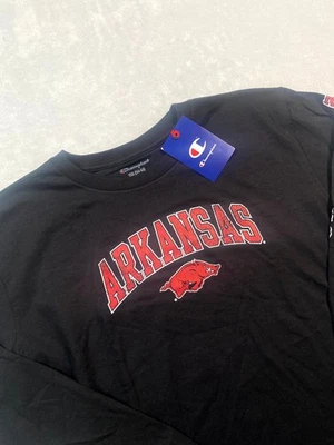 Champion Arkansas Razorbacks Football Team Shirt Boys YXL Black Red Logo NWT - Image 1 of 4