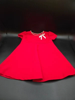 Bonnie Baby Christmas or Special Occasion Dress with Pearl Neckline and Bow - Image 1 of 4