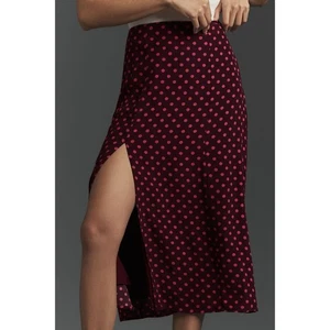 Nuevo con etiquetas Falda midi ANTHROPOLOGIE MAEVE talla 16 Lille abertura lateral con motivo frambuesa - Imagen 1 de 3