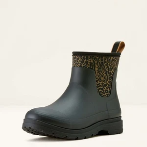 Ariat Women's Kelmarsh Shortie Wellie in Black/Ocelot Print - Picture 1 of 9