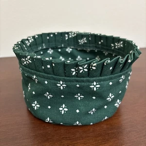 Longaberger Korbfutter Heritage grün Blumenstoff mit Rüschenrand rund - Bild 1 von 6