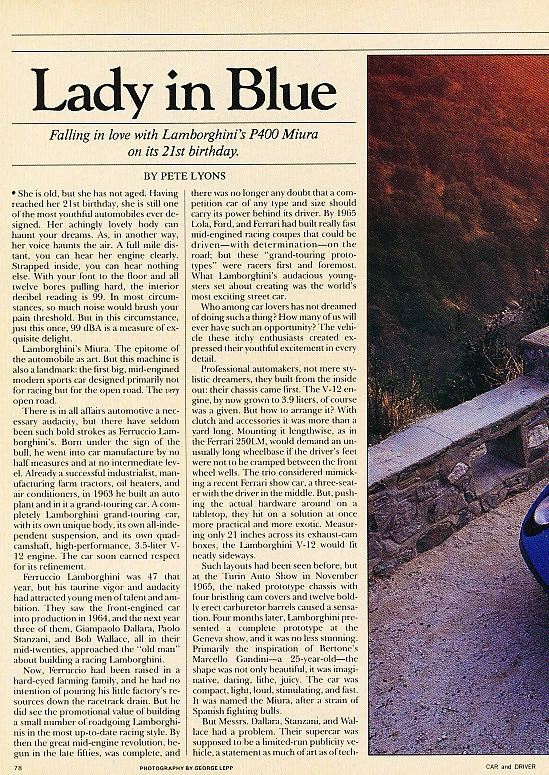 1988 Lamborghini P400 Miura - Classic Article D104 - Image 1 of 1