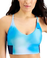 MSRP $72 Nike Spectrum Crossback Midkini Top Women's Swimsuit Blue Size Small