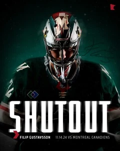 Foto de hockey Filip Gustavsson Shutout Collage 14 de noviembre Minnesota Wild 8x10 NHL - Imagen 1 de 1