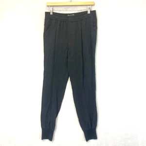 Vince 100% Silk Crepe Jogger Pants Womens Small Black Elastic Waist Lightweight - Picture 1 of 19