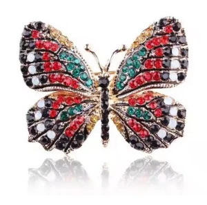 Brosche Schmetterling 3,7 x 4,5 cm kleine Strass - Bild 1 von 1