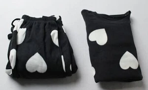 Old Navy Girl's Microfleece Joggers Pajama Set AC2 Black Hearts Large (10-12) - Picture 1 of 8