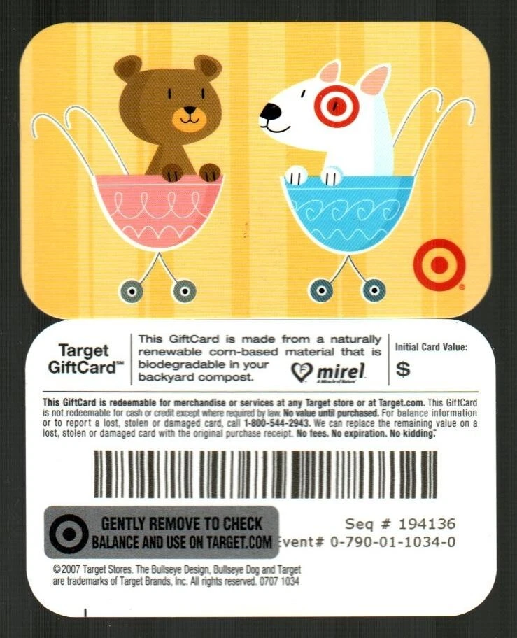 TARGET Teddy Bear and Bullseye in Baby Carriages ( 2007 ) Gift Card ( $0 ) - Image 1 of 1