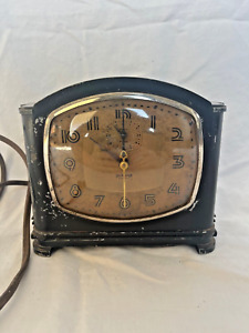 Vtg Art Deco E. Ingraham Model A12 Black Electric Desk Alarm Clock