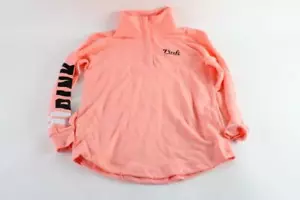 Pink by Victoria Secret VS Pink Logo 1/4 Button Pullover Sweatshirt Size Small - Picture 1 of 5