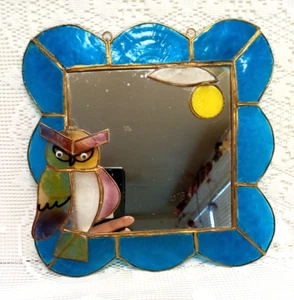 VTG Capiz Shell OWL MIRROR 9 x 9 Hand Crafted PHILIPPINES Beach NEW OLD STOCK - Picture 1 of 10