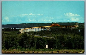 Postcard Coquitlam BC c1960s Port Mann Bridge Crossing Fraser River Scenic View - Picture 1 of 2