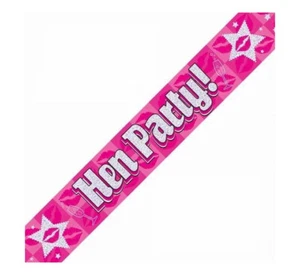 Hen Party Banner Pink Foil Shiny Banners Party Decorations - Picture 1 of 1